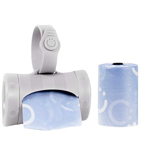 Ubbi Retractable Bag Dispenser for Diaper Bag, Portable Bag Holder for Travel, Newborn Baby Essentials, Diaper Bag Must Have, Includes 24 Lavender Scented Bags, Gray - color: Gray Bag Dispenser, size: 1 Count (Pack of 1)