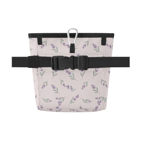 Lavender Water-Resistant Dog Treat Pouch, 3 Ways to Wear Treat Bag with Magnetic Closure & Reflective Strip, Hands-Free for Pet Training, Walking