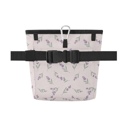Lavender Water-Resistant Dog Treat Pouch, 3 Ways to Wear Treat Bag with Magnetic Closure & Reflective Strip, Hands-Free for Pet Training, Walking