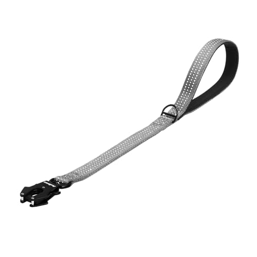 PetBonus Heavy Duty Short Dog Leash, 24 Inch Nylon Traffic Leash with Quick Release Clip, Comfortable Padded Handle, Reflective Training Lead for Medium Large Dogs (Grey, 24") - color: Grey, size: 24 Inch