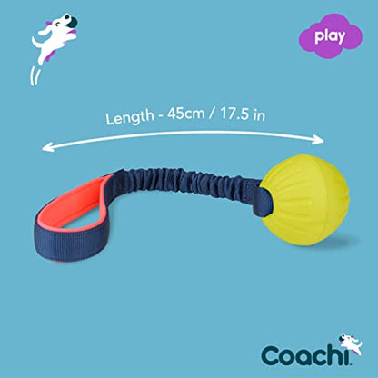 Coachi Tuggi Ball - Interactive Dog Toy for Tug of War & Play. Strong & Comfortable, Stretchy Bungee Handle with Foam Ball, Ideal for Agility and Reward Training, Interrupting Biting & Chewing - style: Tuggi Ball