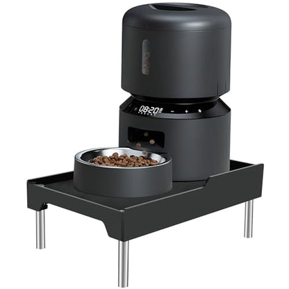 Beautyflier Raised Dog Feeder Stand Elevated Holder for Automatic Cat & Dog Feeders Pet Water Bowl Dispenser Stand Adjustable Fits Small Jugs Holds 5KG, Black (Holder ONLY) - color: Black