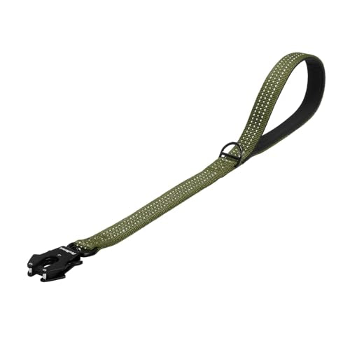 PetBonus Heavy Duty Short Dog Leash, 24 Inch Nylon Traffic Leash with Quick Release Clip, Comfortable Padded Handle, Reflective Training Lead for Medium Large Dogs (Army Green, 24") - color: Army Green, size: 24 Inch