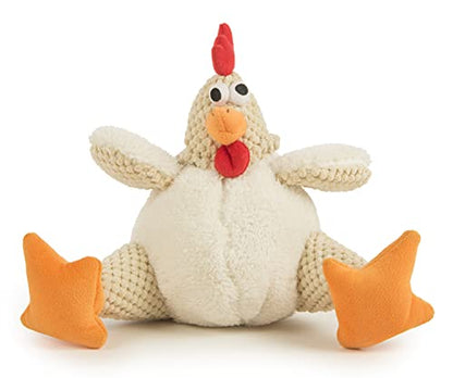 goDog Checkers Fat Rooster Squeaky Plush Dog Toy, Chew Guard Technology - White, Large - color: Fat Rooster (White), size: Large