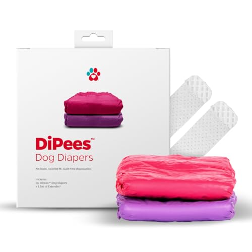 Pet Parents® DiPees® Disposable Dog Diapers + Extendrs®, Leak Proof, Up to 75% Plant Based, Premium Disposable Dog Diapers Female (Princess, Small (12-23"), 30ct) - color: Princess, size: Small (12-23")