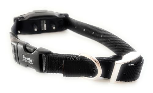 Sparky Pet Co - ECollar Replacement Strap - Double Buckle Dog Collar - Rugged Nylon - Adjustable - D Ring - Quick Release Metal Clasp - for Invisible Fence Systems - 3/4" x 24" - Black - color: Black, size: 3/4" Wide