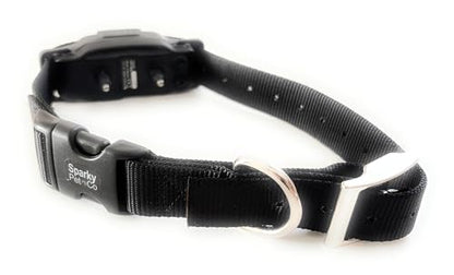 Sparky Pet Co - ECollar Replacement Strap - Double Buckle Dog Collar - Rugged Nylon - Adjustable - D Ring - Quick Release Metal Clasp - for Invisible Fence Systems - 3/4" x 24" - Black - color: Black, size: 3/4" Wide