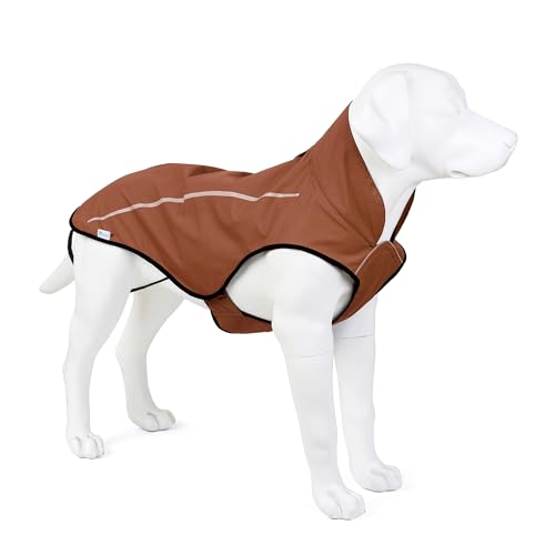 Mile High Life Dog Raincoat, Adjustable Waterproof Reflective Rain Jacket for Small Medium Large Dogs, Lightweight Breathable Pet Rain Coat with Leash Hole(Brown,XS Chest 17-23") - color: Brown, size: XS Chest 17"-23"