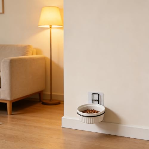 NUOBESTY Wall-Mounted Pet Feeder Holder Feeding Shelf for Cats and Dogs Smooth Edges Easy Installation Convenient Pet Supply Accessory