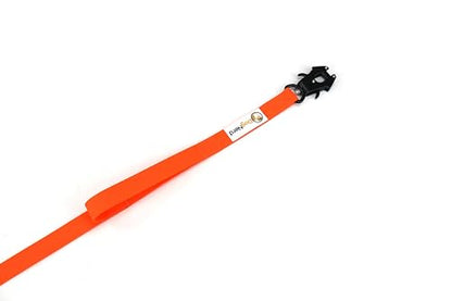 6ft Blaze Orange Dual Handle Silicone Tactical Dog Leash for Medium, Large, Giant Breeds | Quick Release Swivel Clip Carabiner | Coated Nylon Heavy Duty | Strong Puller | Training Leashes - color: Blaze Orange