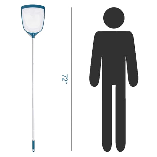 POOLWHALE Upgrades Swimming Pool Leaf Net Skimmer Rake with Adjustable Aluminum Pole and Nylon Medium Fine Mesh for Cleaning Swimming Pools, Hot Tubs, Spas and Fountains - size: Pool Skimmer with Pole