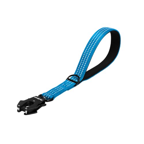 PetBonus Heavy Duty Short Dog Leash, 12 Inch Nylon Traffic Leash with Quick Release Clip, Comfortable Padded Handle, Reflective Training Lead for Medium Large Dogs (Light Blue, 12") - color: Light Blue, size: 12 Inch