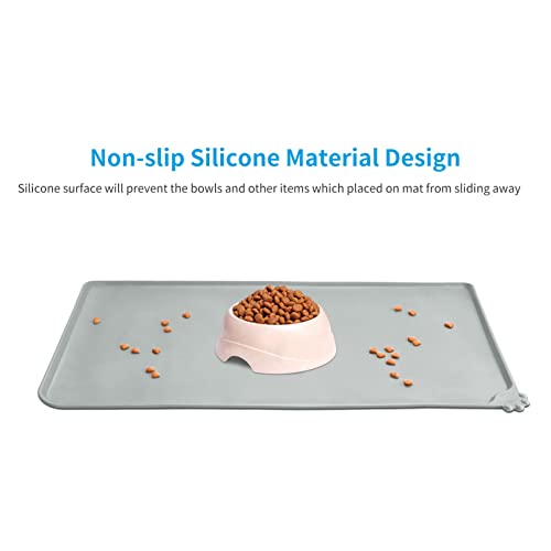 AUDWUD Silicone Waterproof Pet Feeding Mats,Anti Slip Bowl Pad, Dog Mat for Food and Water - color: Mist, size: 18.5" x 11.5"