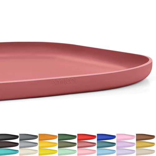 SMILOOL Small Silicone Pet Food Mat with Raised Edge for Food and Water Bowl, Square Dog Feeding Mats, Cat Food Trays for Floor Waterproof, Rubber Tray for Dogs and Cats, 12 x 12 x 0.7 Erythrinus - color: Erythrinus, size: 12"L x 12"W