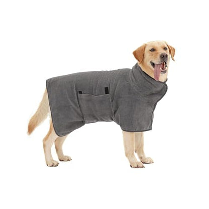 Dog Bathrobe, Quick Drying Super Absorbent Dog Robes for After Bath, Warm Keeping Dogs Towel, Dogs Bath Supplies, Comfortable Soft Drying Coat (Medium, Grey)