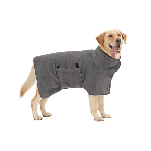 Dog Bathrobe, Quick Drying Super Absorbent Dog Robes for After Bath, Warm Keeping Dogs Towel, Dogs Bath Supplies, Comfortable Soft Drying Coat(X-Large, Grey) - size: X-Large