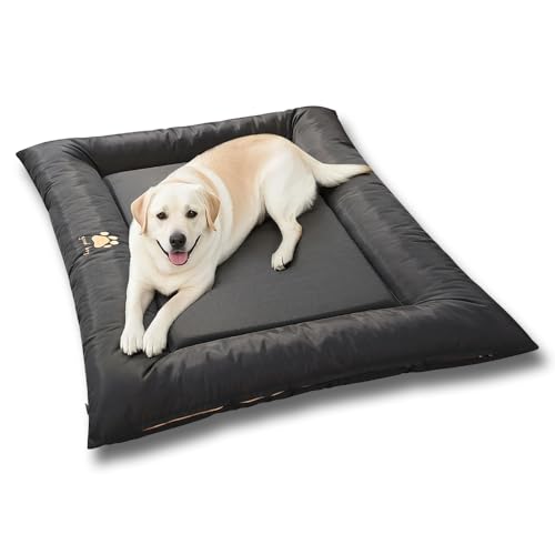 SOMAHE Large Dog Bed with Removable Washable Cover - Orthopedic XL Dog Crate Pad, Waterproof Oxford Fabric, Non-Slip Bolster Bed for Large Dogs, 42x28 Inch, Black - color: Black, size: Large 42×28×3 Inch