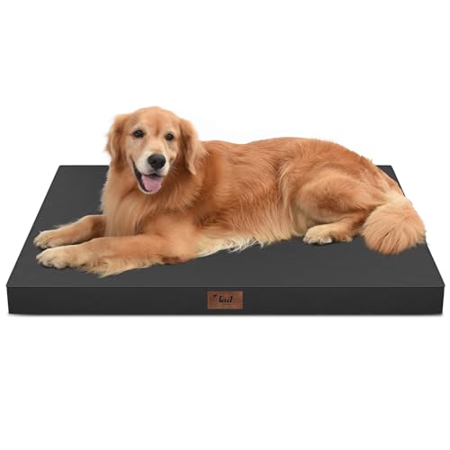 Waterproof Orthopedic Outdoor Dog Bed XL for Extra Large Dogs | Egg Crate Foam for Joint Support, TPU Waterproof Layer, Machine Washable 1680D Oxford Cover, 44 x 32 Inch, Up to 90 lbs - color: Black, size: 44.0"L x 32.0"W x 3.5"Th