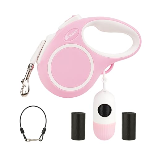 Upgraded Retractable Dog Leash with Chew Proof Cable and Poop Bag Dispenser, 16Ft Heavy Duty Dog Leash for Small Medium Large Dogs up to 120lbs, 360° No Tangle
