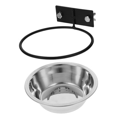 Hemoton Space-Saving Wall-Mounted Dog Bowl Raised Cat Bowls Pet Feeder Station Dog Food Holder Stainless Steel