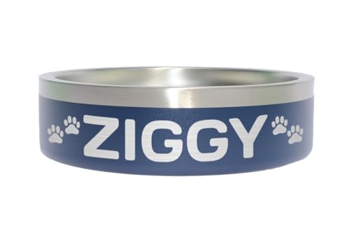 Custom Dog Bowl with Paws and Name - Engraved, Nonslip, Personalized, Custom Cat Bowl, 304 Stainless Steel, Feeding, Pet Supplies (Navy, Small -18oz) - color: Navy, size: Small -18oz