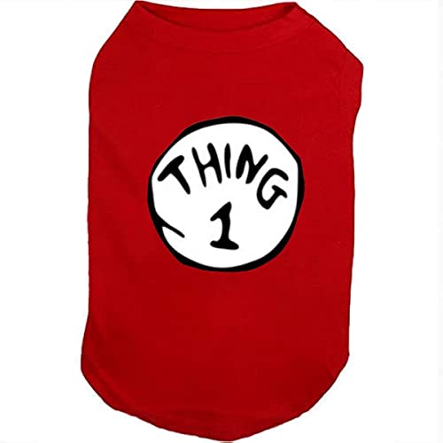 Dog Shirts for Pet Clothes Soft Breathable Puppy Shirts Pop Culture Thing 1 to Thing 9 Printed Pet T-Shirt (RED-1, Small) - color: RED-1, size: Small