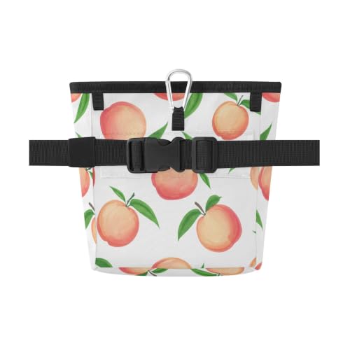 Peach Water-Resistant Dog Treat Pouch, 3 Ways to Wear Treat Bag with Magnetic Closure & Reflective Strip, Hands-Free for Pet Training, Walking