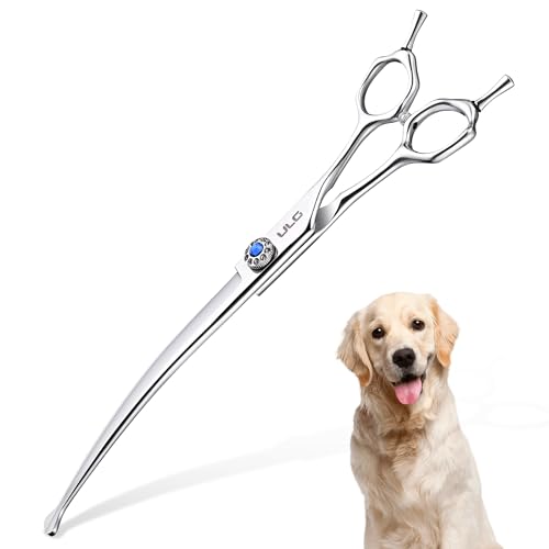 ULG Curved Dog Shears for Grooming, 7 Inch Professional Curved Dog Grooming Scissors for Trimming and Cutting, Japanese Stainless Steel Pet Hair Scissors - size: 7.0 Inch (Curved)