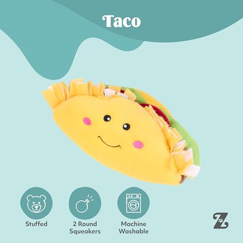 ZippyPaws NomNomz - Dog Squeaky Toys to Keep Them Busy, Funny Food Plush for Small & Medium Dogs, Cute Stuffed Puppy Toy, Pet Products, Gift for Dogs of All Breeds, Soft and Cuddly - Taco - color: Taco