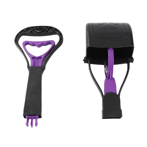 Long Handle Dog Poop Scooper Dog Waste Scooper Pooper Extended Handle No Bend Sturdy Plastic Large Toothed Bite Mouth for Medium Large Dogs Easy Clean Garden