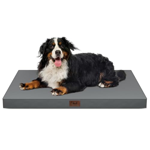 Outdoor Extra Large Dog Bed XXL for Giant Breed Dogs | Egg Crate Orthopedic Foam, Fits 48x30 Crates, TPU Waterproof Layer, Machine Washable 1680D Oxford Cover, Up to 110 lbs - color: Grey, size: 47.0"L x 29.0"W x 3.5"Th