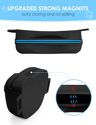 heouvo Dog Treat Pouch with Training Clicker, Upgrade Stronger Magnetic Closure to Avoid Spilling, 1.67 Cup Silicone Treat Bag Fanny Pack with Waist Belt for Pet Training Walking (Black) - color: Black