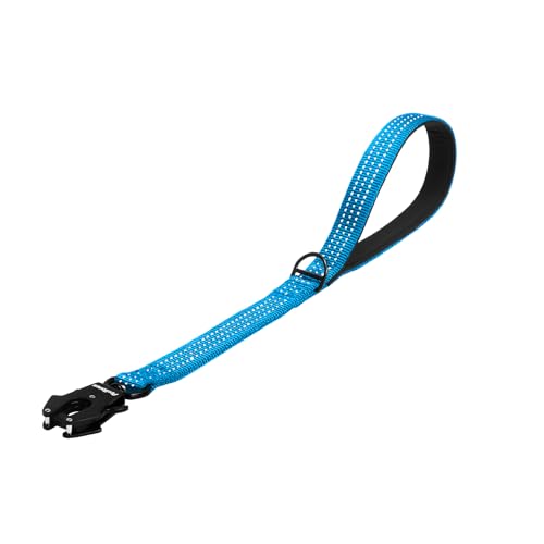 PetBonus Heavy Duty Short Dog Leash, 18 Inch Nylon Traffic Leash with Quick Release Clip, Comfortable Padded Handle, Reflective Training Lead for Medium Large Dogs (Light Blue, 18") - color: Light Blue, size: 18 Inch