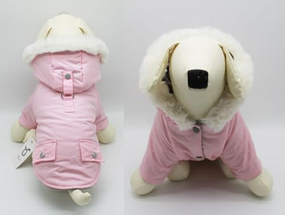 Pet Warm Dog Coat for Winter Cold Weather Clothes Hooded Dog Jacket Small Puppies Medium Large Dog Cat Clothes Insulated Padded Snow Parka - Alexander (Pink, X-Large) - color: Light Pink, size: X-Large