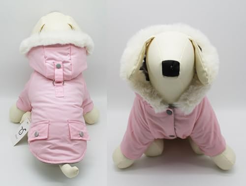 Pet Warm Dog Coat for Winter Cold Weather Clothes Hooded Dog Jacket Small Puppies Medium Large Dog Cat Clothes Insulated Padded Snow Parka - Alexander (Pink, Small) - color: Light Pink, size: Small