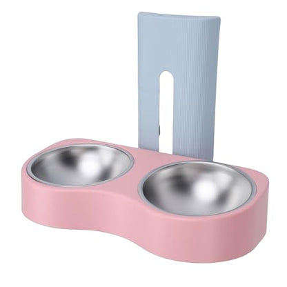 Wall Mounted Pet Bowl, Stainless Steel Pet Feeding Station with Adjustable Height Anti Tip Design, Wall Dish for Dog and Cat, Mounted Elevated Feeder (Blue Pink) - color: Blue Pink