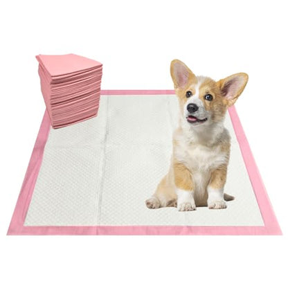 Heavy Duty Pink Puppy Pee Pads, 50 Count - 22 x 22 Inch Dog Training Pads, Leak-Proof Quick Absorb 6-Layer Design for Pet Potty Training, Ideal for Puppies, Cats, Rabbits, and Guinea Pigs - size: Pink-50 Count