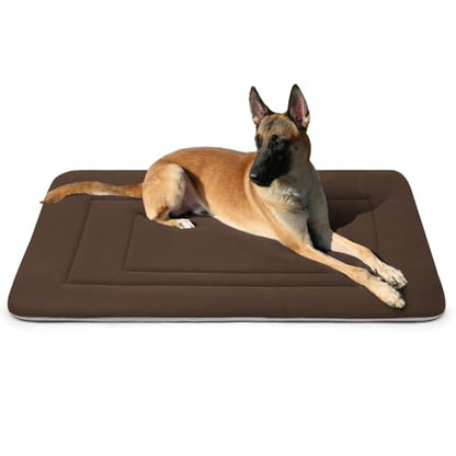Dog Bed Soft Dog Crate Bed Pad Mat, 42 in Non Slip Bottom Washable Beds for Large Dogs, Pet Bed Mattress Kennel Pad, Dark Brown - color: Dark Brown, size: 42.0"L x 28.0"W x 1.2"Th
