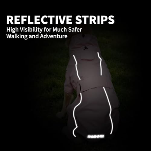 Waterproof Dog Raincoat, Adjustable Lightweight Dog Rain Jacket with Reflective Strip Leash Hole for Small Medium Large Dogs (Pink, Medium(13-22lb)) - color: Pink, size: Medium(13-22lb)