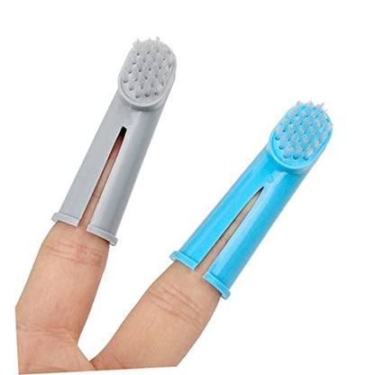 3-Piece PET Toothbrush Set Dual-Head Dog Toothbrush and Finger Brush Cleaning Tools for Cats and Dogs Comfortable to Hold Suitable for Small and Large Pets