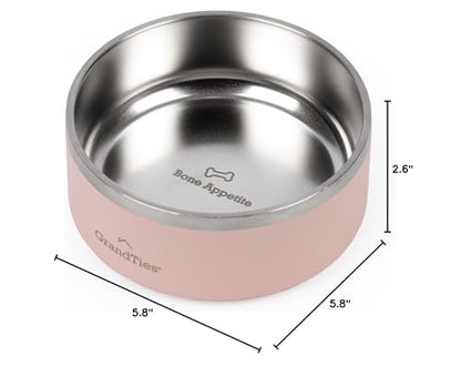 GrandTies Stainless Steel Engraved Pet Bowl | Reusable BPA-Free Insulated Pet Bowls | Large Heavy Duty Non Skid Spill Proof Dog Bowl | Outdoor Dog Water Bowl (18oz, Peach Crème) - color: Peach Creme, size: 18oz