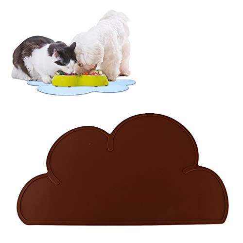 JiangYanus Dog Cat Food Bowl Mat, Waterproof Silicone Pet Feeding Mat | Placemat for Food and Water Bowls, Nonslip Cat Dog Food Placemat Tray Mat, Raised Edges to Prevent Water Spills on Floors - color: Brown