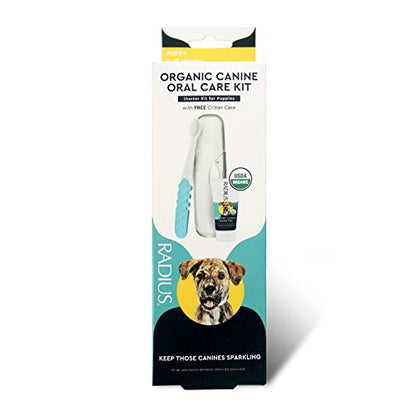 RADIUS USDA Organic Dental Solutions Puppy Kit 2 Units, Kit Includes 1 Dog Toothbrush & 1 0.8oz Toothpaste, Ultra Soft Bristle & Non Toxic Toothpaste for Dogs, Designed to Clean Teeth, Xylitol Free - style: Puppy - Pack of 2