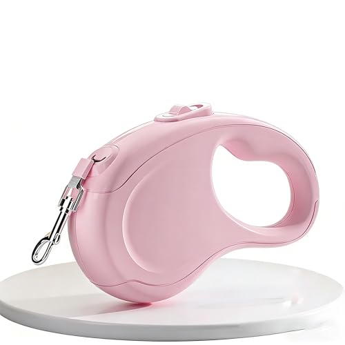 Retractable Dog Leash 16ft/10ft, Heavy Duty Extendable Lead with One-Hand Brake Lock, Tangle-Free Outlet & Ergonomic Handle, Automatic Walking Leash for Small to Medium Dogs(Pink,3M) - color: Pink, size: 3M