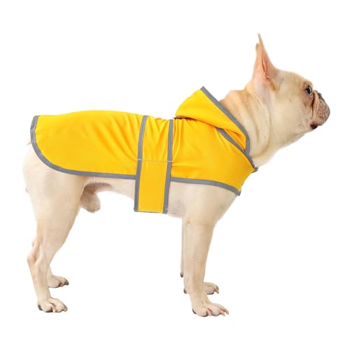 Dog Raincoat, Waterproof Dog Rain Jacket with Hood, Adjustable Rain Coat Poncho with Reflective Strips & Leash Hole for Large Medium Small Dogs Puppies, Lightweight Pet Clothes - color: Yellow, size: Medium