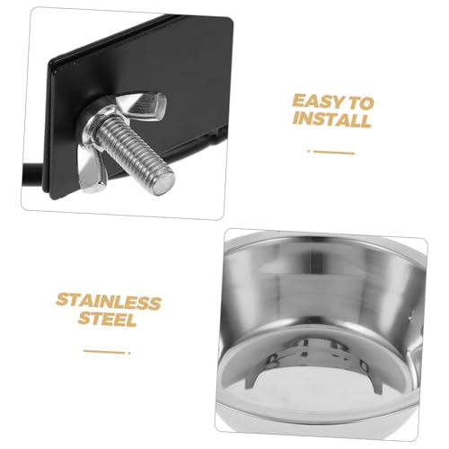 Hemoton Space-Saving Wall-Mounted Dog Bowl Raised Cat Bowls Pet Feeder Station Dog Food Holder Stainless Steel