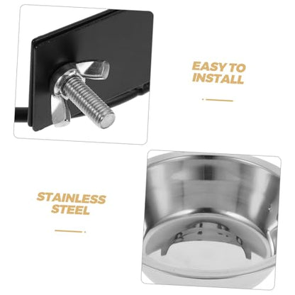 Hemoton Space-Saving Wall-Mounted Dog Bowl Raised Cat Bowls Pet Feeder Station Dog Food Holder Stainless Steel