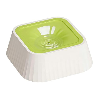Spill Proof Dog Water Bowl 37oz, Large Capacity No Drip Pet Dispenser with Non-Slip Base, Slow Water Bowl for Dogs Puppies Indoor Outdoor Use, 22x22x8cm - color: Green