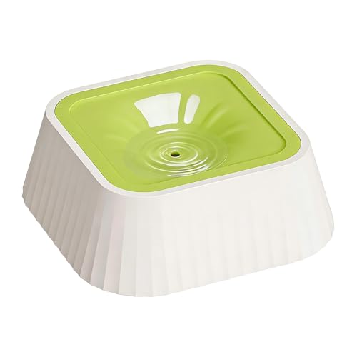 Spill Proof Dog Water Bowl 37oz, Large Capacity No Drip Pet Dispenser with Non-Slip Base, Slow Water Bowl for Dogs Puppies Indoor Outdoor Use, 22x22x8cm - color: Green
