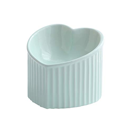 Green Ceramic Raised Cat Bowls, Tilted Elevated Food or Water Bowls, Stress Free, Backflow Prevention, Dishwasher and Microwave Safe, Lead & Cadmium Free - color: Green